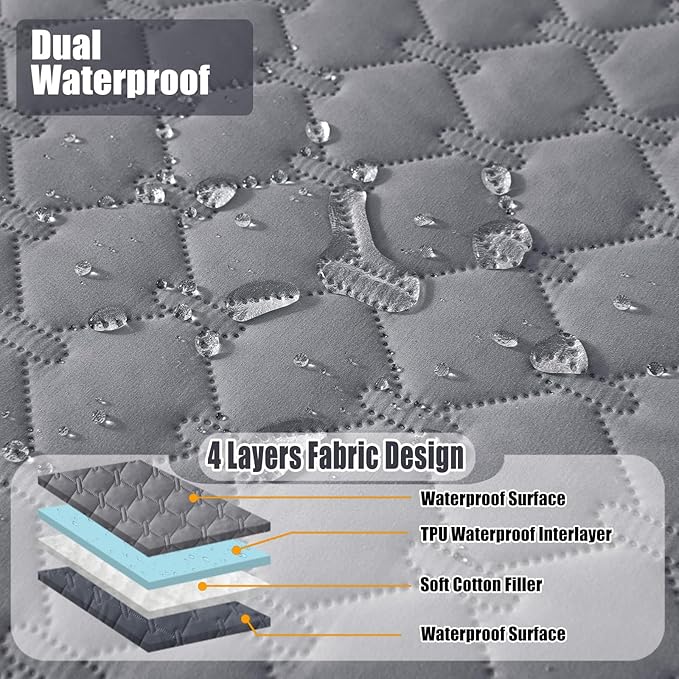 Smiry Waterproof Dog Bed Cover Blanket, Soft Reversible Pet Blanket, Washable Leakproof Cats Dogs Couch Cover for Sofa, Couch, Furniture, Plaid (30x70 Inch, Grey/Dark Grey) (Pack of 2)
