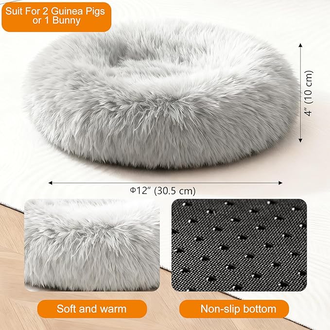 Guinea Pigs Bed Small Animal Bedding Donut-Shaped Burrowing Pet Bed Soft and Warm Hideaway with Spandex and Fleece Bottoms Cozy Carrier, Cage Accessories