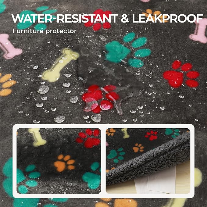 Luciphia Waterproof Pet Blankets for Couch Sofa Bed Cover Cat Liquid Pee Proof Washable Soft Fluffy Large Dog Blanket Reversible Furniture Protection Puppy Grey Bone Thicken X-Large（85" x 57"）