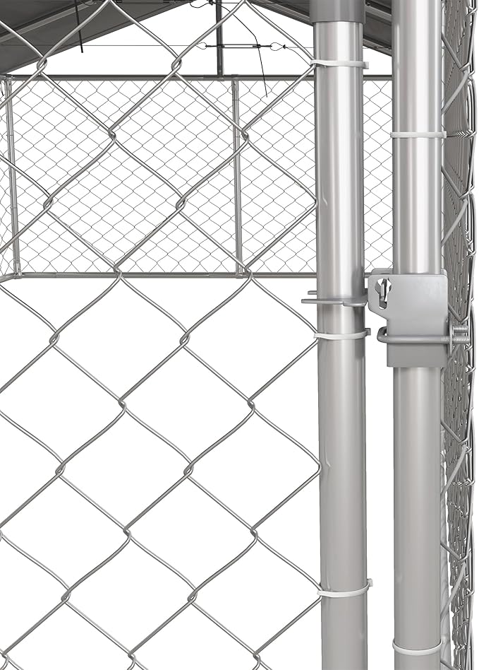 PawHut Outdoor Dog Kennel, Heavy Duty Dog Run Outdoor Fence with Waterproof Cover, Galvanized Chain Link, Secure Lock, for Large Sized Breeds, Chickens, Ducks, 20' x 7.5' x 5'