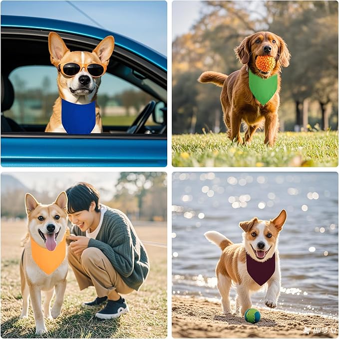 BRT Bearingshui Triangle Dog Bandana 12 Pack, Blank Dog Handkerchief Scarf, Adjustable Pet Puppy Plain Bandana(68 x 45 x 45 cm,Basic Color)