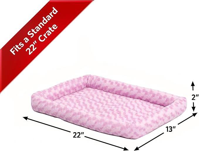 MidWest Homes for Pets QuietTime Fashion XS Dog Bed – Pink Faux Fur Bolster, Ultra-Soft and Machine Washable, Fits 22-Inch Crates and Carriers, for Small Dogs and Cats