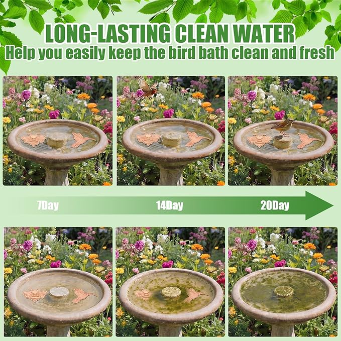 4 Pack Bird Bath Copper Disk Bird Bath Purification Disk with Triple-Point Support 99.99% Pure Copper Water Cleaner for Outside Bowl, Physical Safe Clean Water(Bee)
