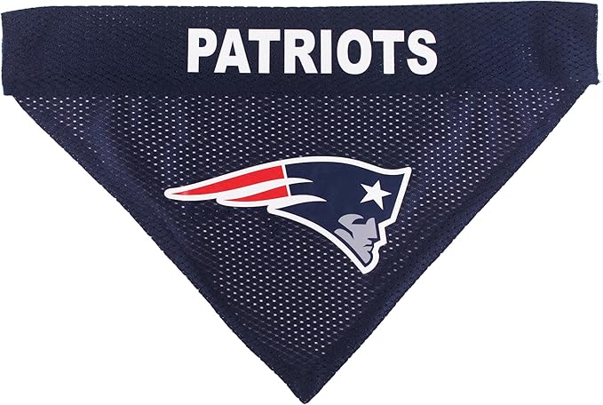 Pets First NFL New England Patriots Reversible Bandana Size XX-Large for Dogs & Cats. 2 Sided Sports Bandana, Premium Embroidery Team Logo, Many NFL Teams Available