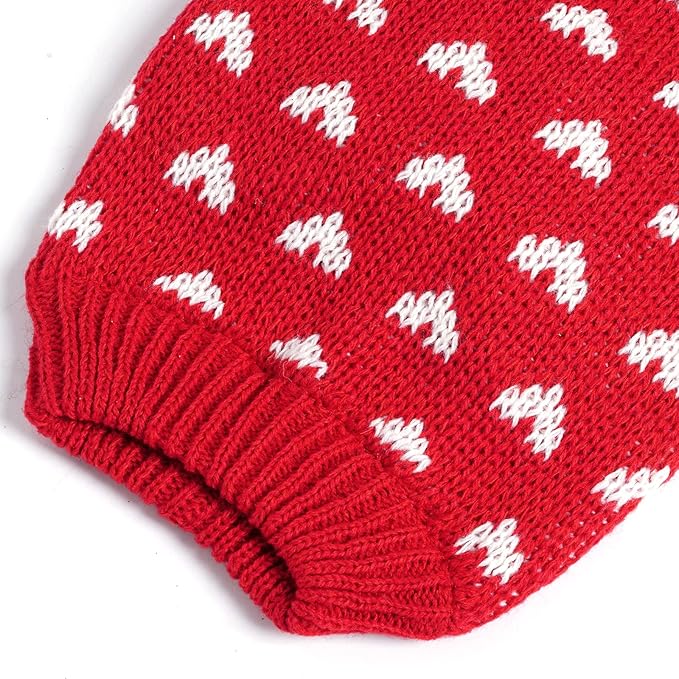 Dxhycc Dog Knitted Sweater Dog Heart Sweater Puppy Sweater Warm Soft Pet Holiday Clothes for Medium Cats and Dogs (Red, M)