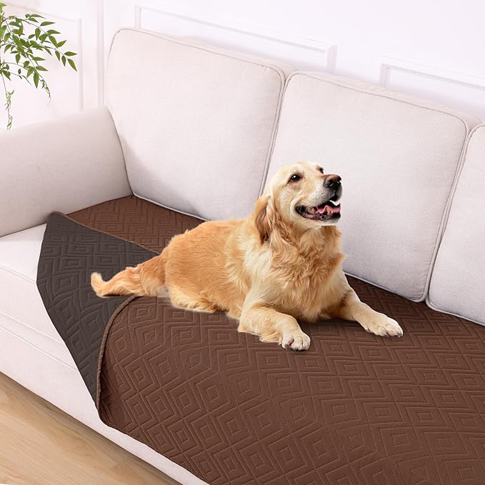 hyha Waterproof Dog Blanket, Soft Pet Bed Blankets, Waterproof Sofa Couch Cover for Dogs Washable, Reversible Pet Couch Covers for Sofa Furniture (40x70 Inch, Brown/Chocolate)