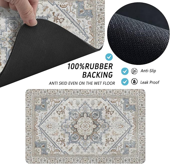 Dog Food Mats for Floors, Absorbent and Quick-Drying Pet Cat Food Mat,Anti-Fouling and Easy-to-Clean Pet Feeding Mat,Dog Bowl Mat for Messy Drinking Water Bowls.17 x27, Bohemia Style