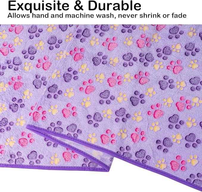 Dono 1 Pack 6 Dog Blankets, Soft Fluffy Fleece Pet Blanket Warm Sleep Mat Paw Print Design Puppy Kitten Throw Blankets Doggy Blanket for Dogs