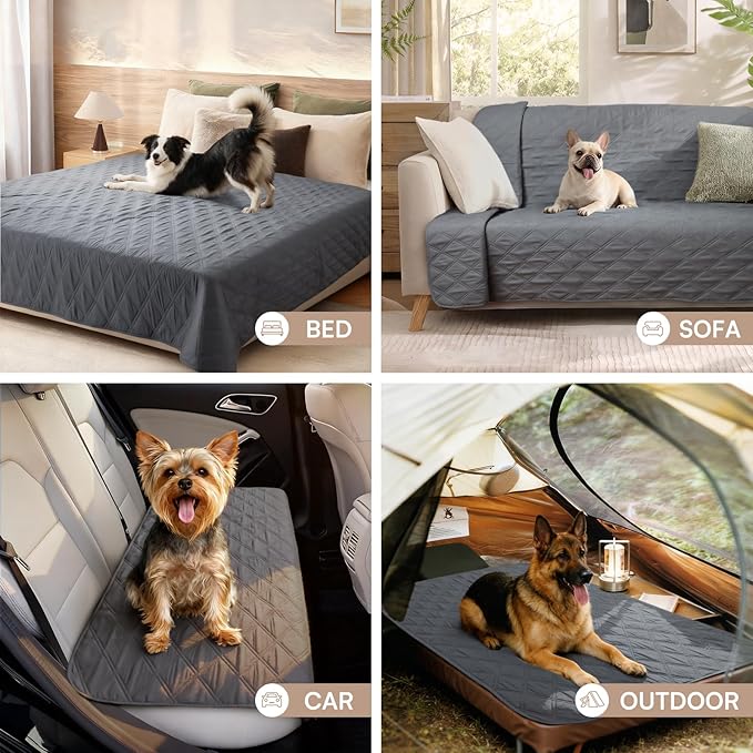 Luciphia 100% Waterproof Couch Cover Blanket for Dogs Anti-Slip Pet Couch Protector Sofa Mat Puppy Cat with Non-Slip Bottom, Grey, 40x50 Inch