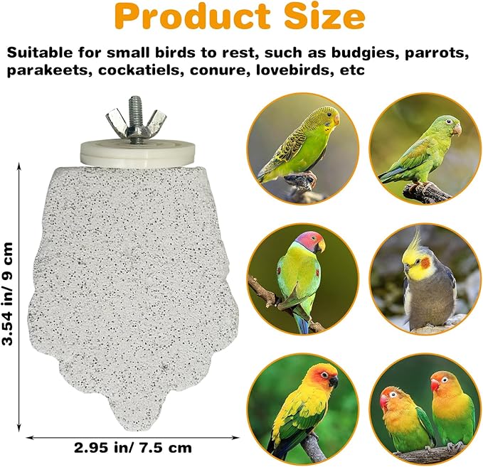 PINVNBY 4 PCS Bird Perches Calcium Parrot Perch Stand Bird Beak Grinding Stone Foot Claws Trimmer Parrot Chewing Toys Bird Cage Accessories for Budgie Cockatiel Conure Lovebird Finch