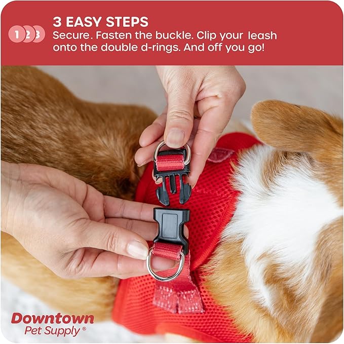 Downtown Pet Supply Step in Dog Harness No Pull, X-Large, Red - Adjustable Harness with Padded Mesh Fabric and Reflective Trim - Buckle Strap Harness for Dogs