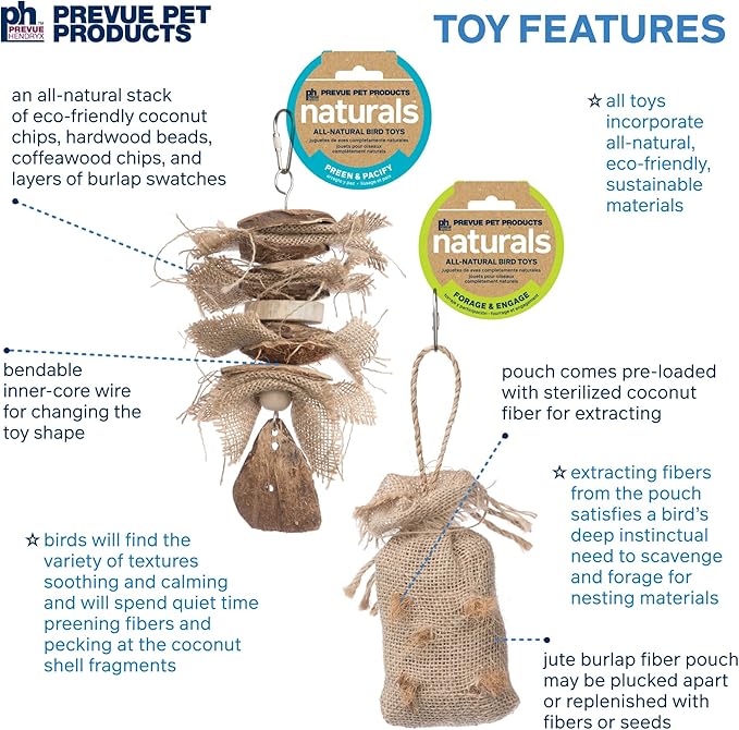 Prevue Pet Products Wholesome Naturals 4 Piece Bird Toy Bundle