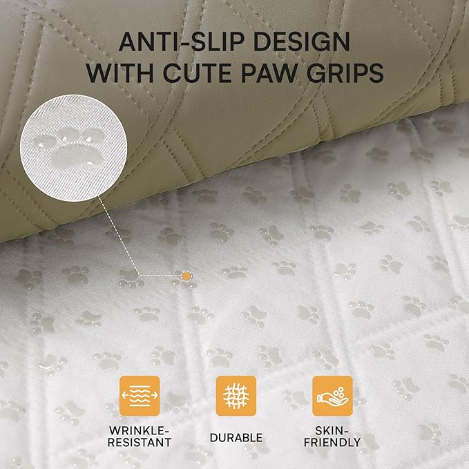 Luciphia 100% Waterproof Couch Cover Blanket for Dogs Anti-Slip Pet Couch Protector Sofa Mat Puppy Cat Blanket with Non-Slip Bottom, Taupe White, 30x70 Inch