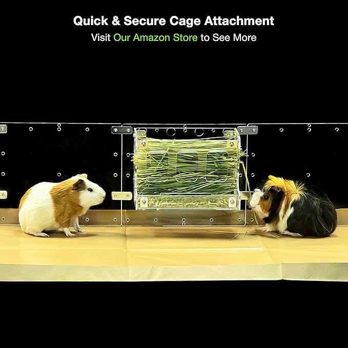 GuineaLoft™ 2-in-1 Hay & Food Feeder for Guinea Pigs, Rabbits & Small Pets – No-Waste Hay Rack with Dual-Compartment Bowl, Easy Cage Mount, Space-Saving Design