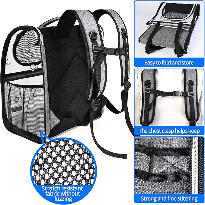 BAGLHER Cat Carrier Backpack, Airline Approved Pet Travel Carrier with Fleece Pad for Puppy and Small Animals