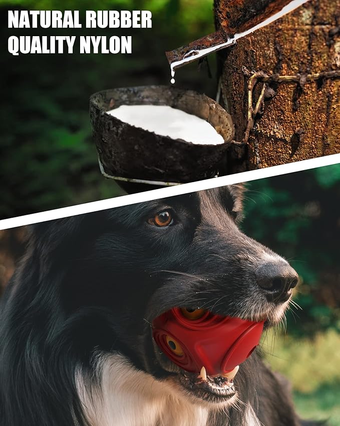 Mewlmart Giggle Ball for Dogs Interactive Dog Toys for Aggressive Chewers Dog Ball Toy for Puppy Medium Large Dogs Natural Rubber Cute Owl Hoot Fun Giggle Sounds When Rolled or Shaken