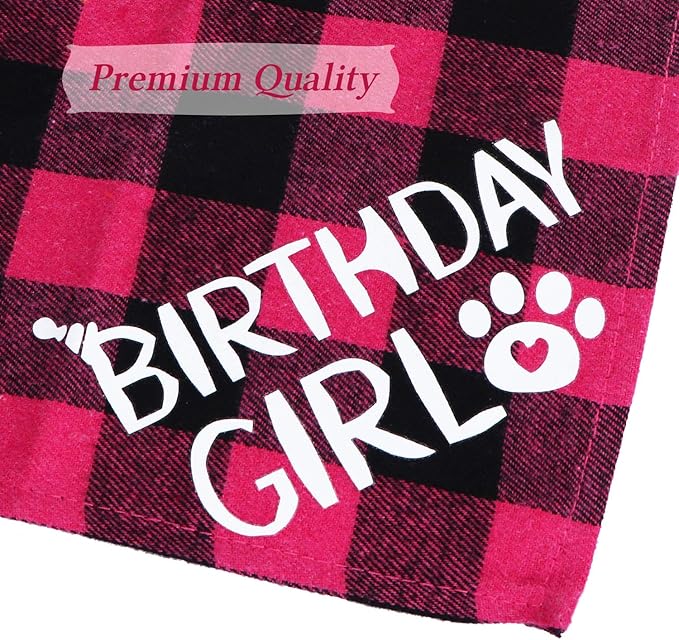 STMK Cat Birthday Decorations, Cat Birthday Hat with Numbers Bandana Bow Tie Collar Banner for Cats Kittens Outfits (Pink)