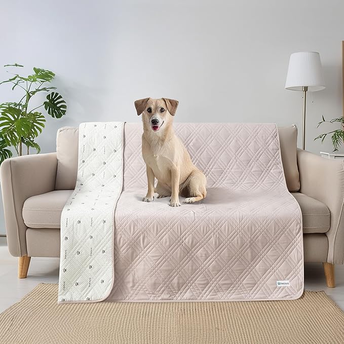 PetAmi Waterproof Dog Bed Cover, Reversible Furniture Protector for Cats & Dogs, Washable Blanket for Couch Seat, 102x82 Beige