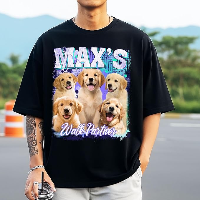 H-DEWALL Custom Shirts Custom Bootleg Rap Shirt for Him Custom Face Shirt with Photo Pet Custom Tees Gift for Dog Cat Lover