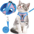 Cat Vest Harness and Leash Set for Walking Escape Proof, Adjustable Kitten Harness Breathable Mesh with Reflective Strips Harness for Kitty Puppy Bunny (Pink and Blue,S)