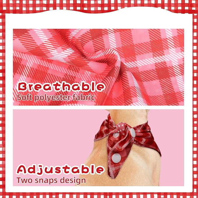 PAWCHIE Dog Bandanas Small Reversible Styles Pet Triangle Scarf Bibs - Adjustable with Two Snaps - Kerchief Set Accessories for Dogs, Puppy, Cats, L