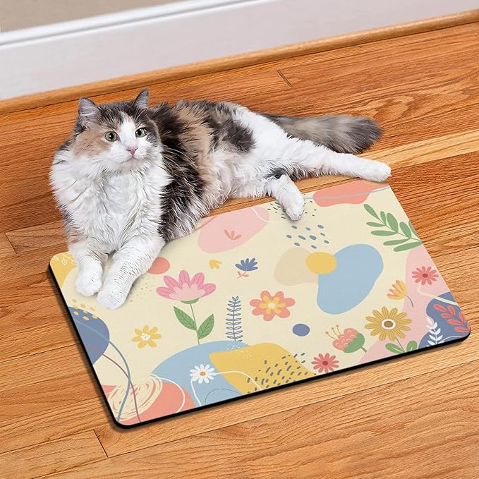 Pet Feeding Mat for Floors Waterproof Dog Mat for Food and Water Absorbent Quick Dry Non Slip mat for Cat Bowls