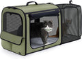 Pecute Dog Car Carrier Stable and Light Weight, Expandable Extra Space Dog Carrier for Cars, Breathable Dog Car Crate, Foldable Pet Carrier for Both Indoor and Outdoor Use, Pet Travel Crate Green