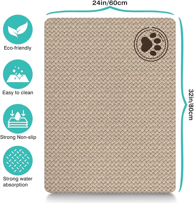 Pet Feeding Mat for Floors Waterproof Dog Mat for Food and Water Absorbent Quick Dry Non Slip mat for Cat Bowls