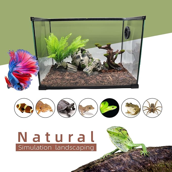 Reptile Cave Hideout Tank Accessories Decorations, Aquarium Hideaway Cave Fish Tank Decorations for Amphibians, Betta Fish, Shrimp, Lizards, Leopard Gecko