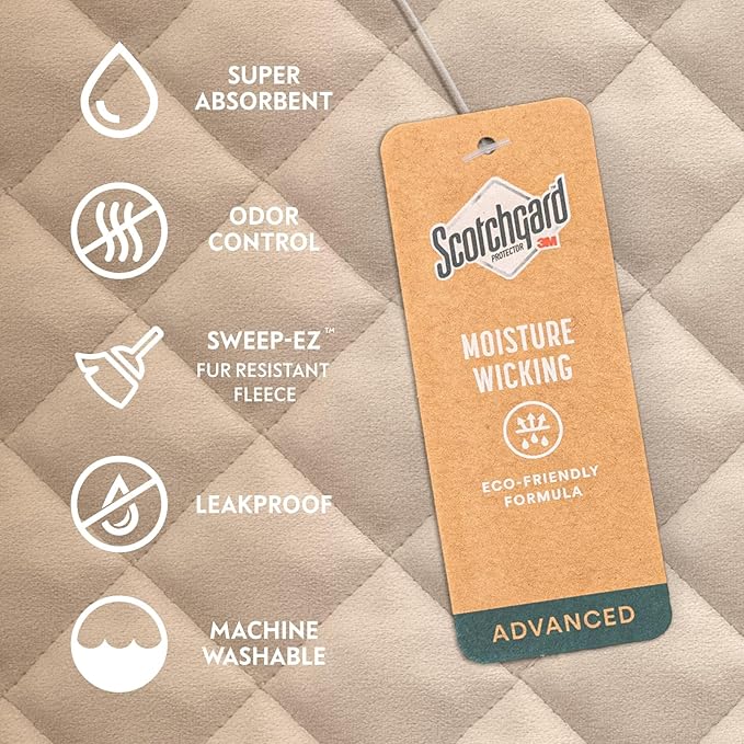 Paw Inspired Waterproof Fitted Cover for Dog Bed | Washable Bed Protector for Dog Mattress | Removable Replacement Cover for Medium to Large Pet Bed (Beige, 36 x 27 x 5 Inch)