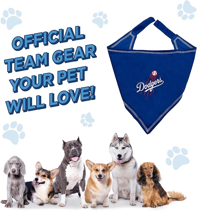Pets First MLB Los Angeles Dodgers TIE Bandana, Small/Medium. Dog Bandana Scarf Bib for Pet Cat Dog. The Ultimate Game-Day, Party Bandanna, Birthday Event