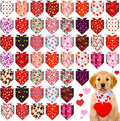 Sanwuta 48 Pcs Valentine's Day Dog Bandanas Bulk Valentines Dog Bandanas Adjustable Colorful Heart Scarf Red Pink Bib Accessories for Small Medium Large Breeds Pet Costume Accessories