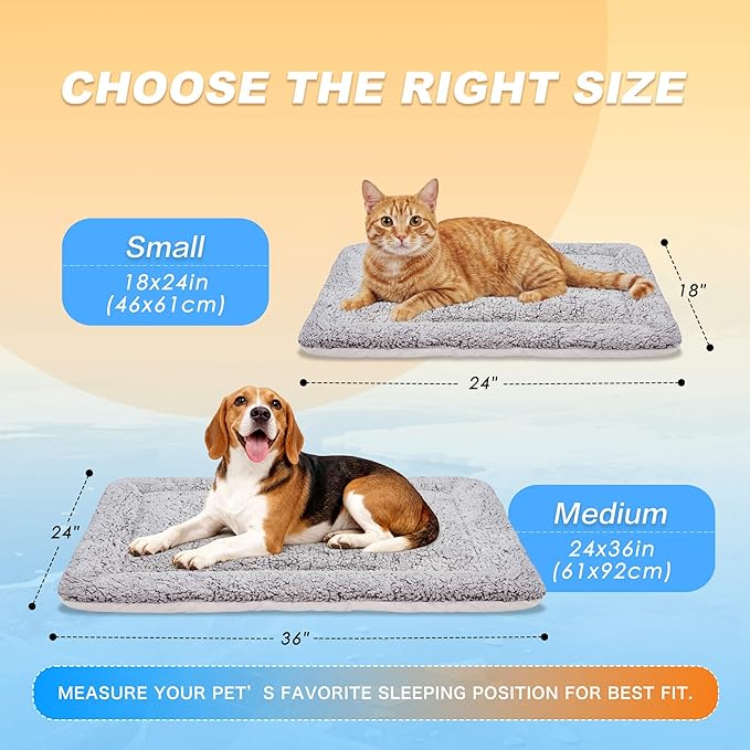 Self Warming Cat Bed, Reversible Warming Cooling Cat Bed, Winter Warm Cats Pad & Summer Cooling Cats Mat, Soft Pet Mat for Kitty & Small Dogs, Perfect for Crates, Kennels, Beds, Sofas, Gray, 24"x36"