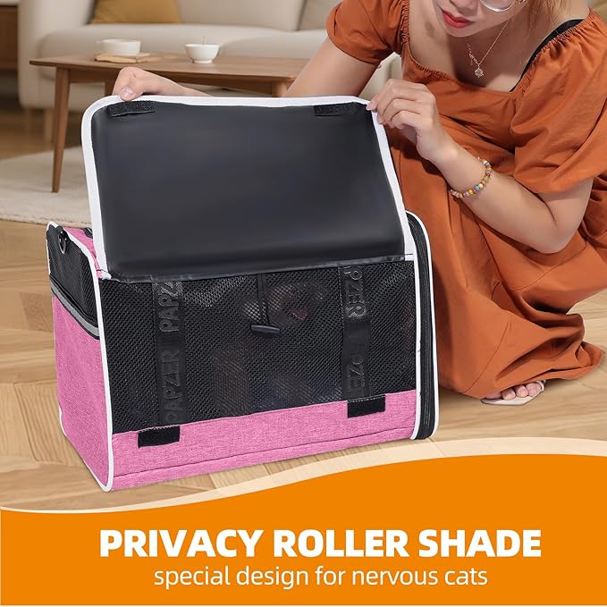 Top Loading Medium Cat Carrier with Privacy Protection for Nervous Pet, Soft-Sided Small Puppy Travel Crate Vet Visit, Kitty Cage Kennel Bag Suitcase Luggage Sleeve, 18x11x11 Inch Pink