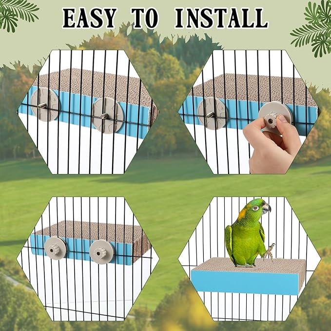 Skyygemm 2 Pieces Parrot Toy Bird Chew Cage Accessories Flat Perch Bird Paw Grinding Stand Parrot Cage Playground for Macaws, Small Parakeets, Conures, Budgies, Finches Conure Cockatiel(Medium)