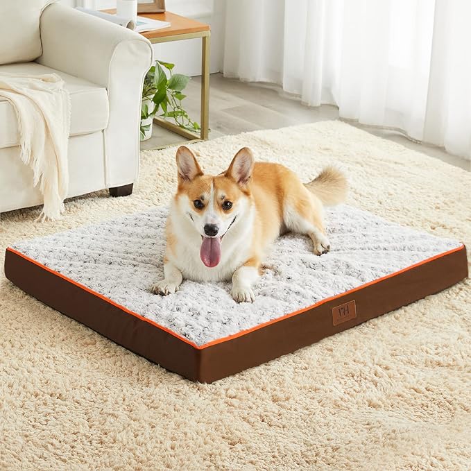 WESTERN HOME WH Medium Dog Bed for Medium Size Dogs, Orthopedic Pet Bed Waterproof Mattress with Removable Washable Cover, Thick Egg Crate Foam Dog Bed with Non-Slip Bottom