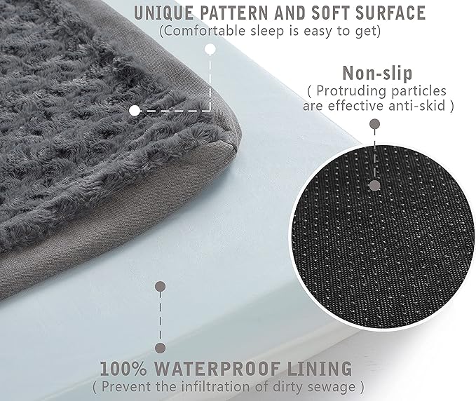 Orthopedic Memory Foam Bed for Large Dogs, Waterproof Cooling Pet Mats for Crate with Removable Washable Cover,Ideal for Arthritic Dogs, L(35inch,65Lbs)