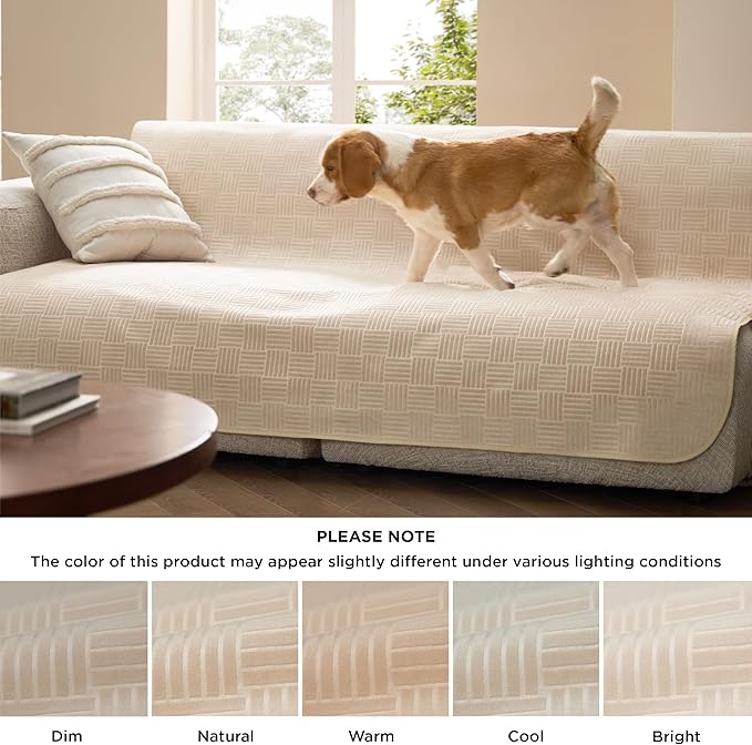 Bedsure Waterproof Bed Cover for Dogs Washable - Waterproof Blanket for Twin Bed Couch Sofa Cozy, Lightweight Furniture Protector for Pet Cat Quick Drying, Sandy Tan, 68x82IN