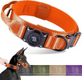 2026 Upgrade Waterproof AirTag Dog Collar, Military Tactical Dog Collar with AirTag Holder, Comfortable Control Handle and Metal Buckle, GPS Dog Collar Holder for Medium to Large Dogs (Orange, XL)