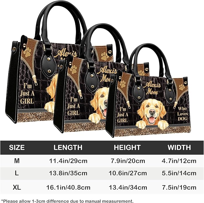 Personalized Pet Mom Leather Handbag – Custom Name Dog Cat Photo Purse, Pet Lover Gifts for Women, Christmas