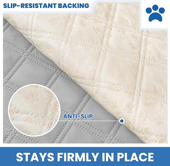 Waterproof Dog Blanket, Non-Slip Soft Pet Bed Cover, Couch Cover for Dogs Washable, Protects Sofa, Furniture, Crate, Car, Tear Resistant Leakproof Pet Blanket (30x53 Inch, Light Grey)