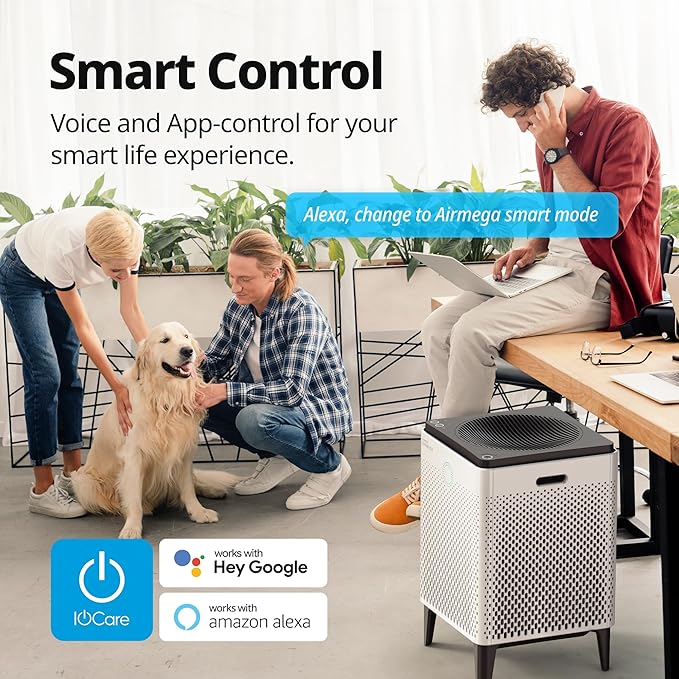 Coway Airmega 400S App-Enabled Smart Air Purifier (Covers 1,560 sq. ft.), True HEPA Air Purifier with Smart Technology, Compatible with Amazon Alexa and Google Home, White (111012)