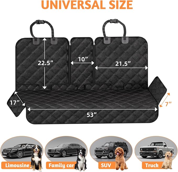 Simple Trending Dog Car Seat Cover, Back Seat Pet Bed Mat Protector Waterproof Bench Car Seat Cover, Nonslip Pet Car Bed Dog Hammock for Car, SUV, Truck