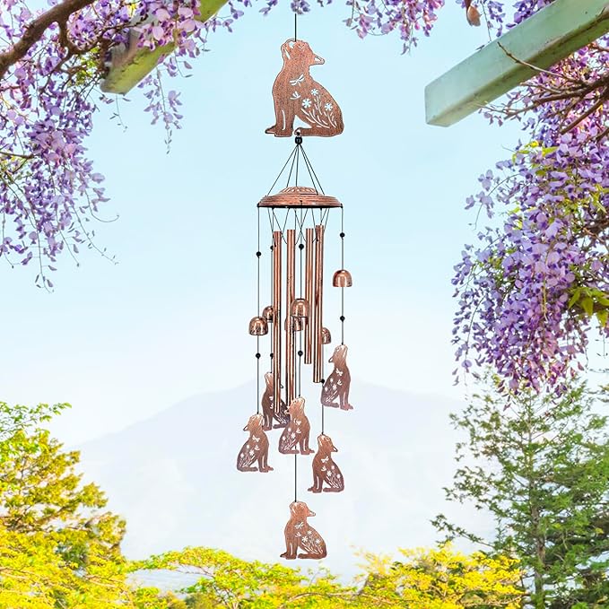French Bulldog Wind Chimes for Outside,Dog Gifts for Women/Men/Sympathy Gift/Memorial Gifts/Birthday Festival Metal windchimes Outdoors/Indoors,Patio,Garden Decor,Home,Porch,Yard