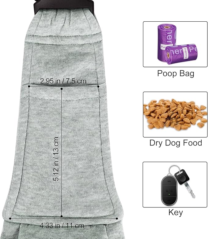 PETLOFT Reversible Small Dog Cat Sling Carrier, Adjustable Hands Free Cross Body Carrier with Collar Hook for Dog/Cat/Bunny up to 11lb (Light Grey)