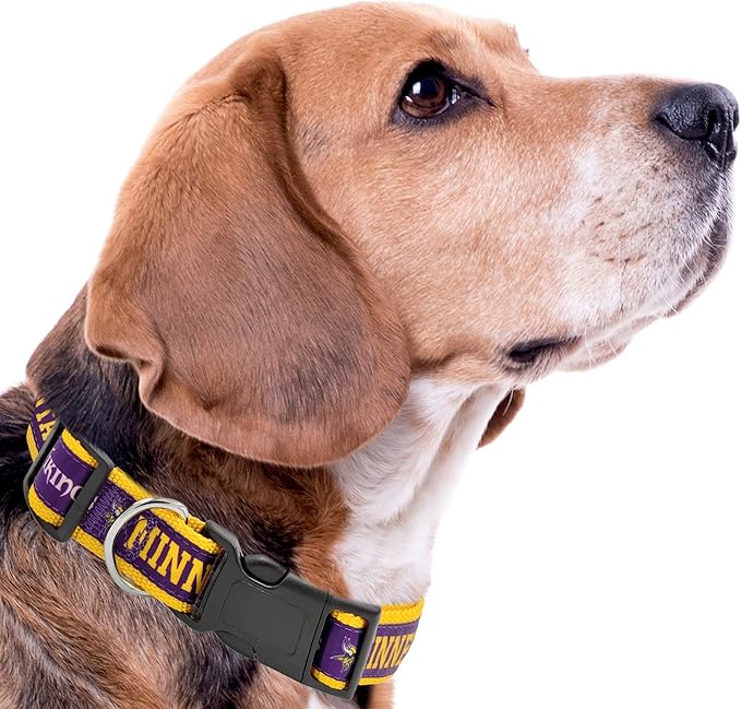 NFL Vikings Dog & Cat Collar - Large, Shiny & Colorful Football Team Collar