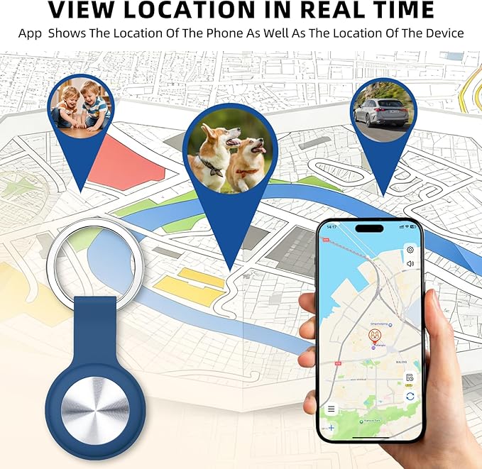 Tracker for Pets and Vehicles, Smart Dog and Cat Tracker Fits with iOS & Android, Real-Time Tracking & No SIM Card, No Subscription, Portable& Long Battery Life Locator