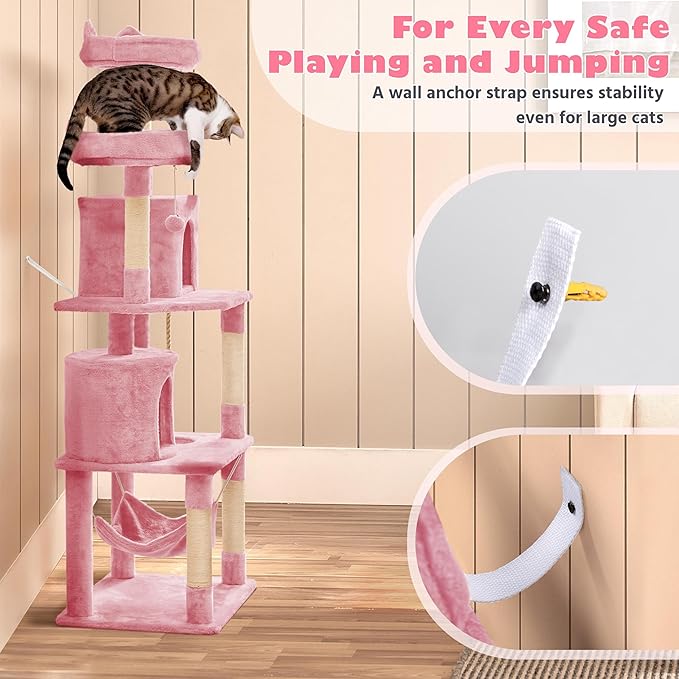 Topeakmart 70.5in Cat Tree, Cat Furniture with 2 Condos & 2 Foam-Padded Perches & Scratching Post & Fur Ball, Cat Tower for Indoor Cats
