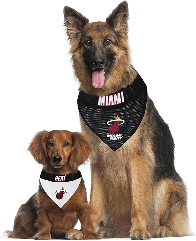 Pets First NBA Dog Bandana - Miami Heat Reversible Pet Bandana. 2 Sided Home & Away Sports Bandana with a PREMIUM Embroidery TEAM Logo, Large/X-Large