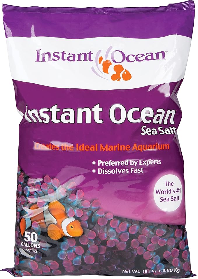 Instant Ocean Sea Salt 50 Gallons, For Marine Aquariums, Fast Dissolving